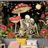 Accnicc Mushroom Skull Tapestry Skeleton Floral Flower Plant Tapestries for Bedroom Aesthetic Hippie Cool Nature Moon Star Wall Art for Dorm Living Room (Red, 90.8''  70.4'') view 1