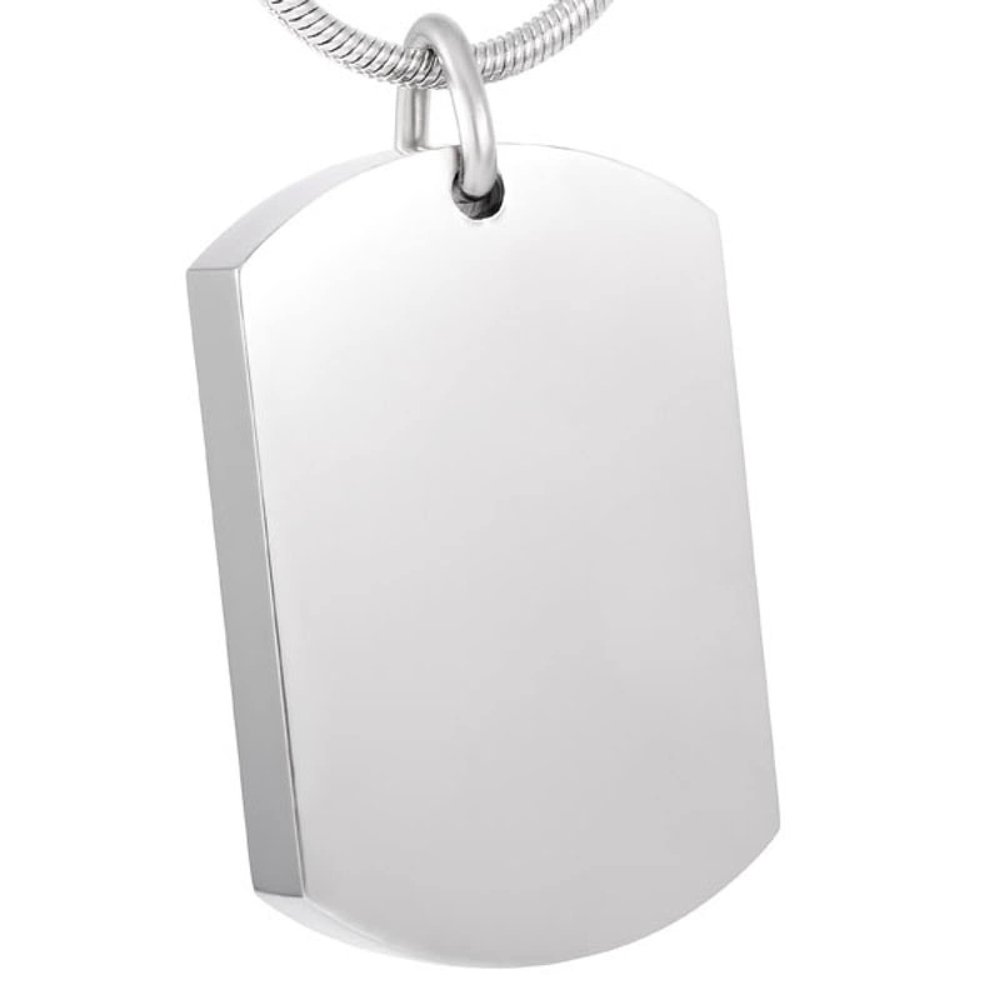SHEIL Blank Dog Tag Cremation Pendant Cremation Pendant Urns for Ash Stainless Steel Cremation Urn Neckalce Keepsake