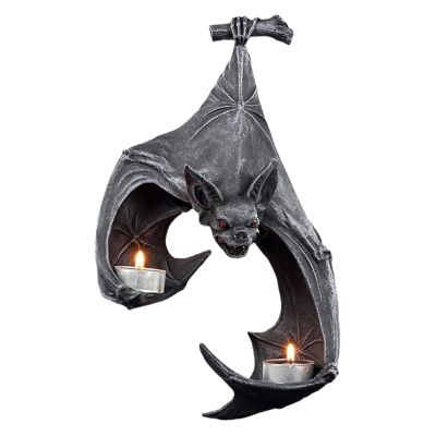 Aldago Bat Wall Tealight Holder, Bat Sconce Candle Holder - Gothic Halloween Decor for Home Office
