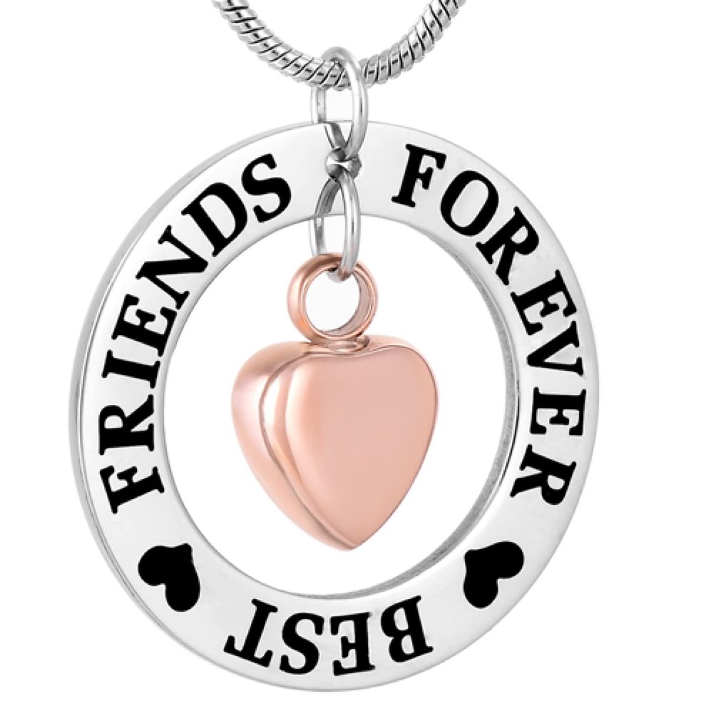 SHEIL Best Friends Stainless Steel Memorial Necklace for Ashes Keepsake Cremation Jewelry - Memorial Ash Keepsake