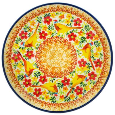 Polmedia Polish Pottery Dessert Plate UNIKAT - Magnificent Pheasant Pattern Handmade in Boleslawiec Poland + Certificate of Authenticity