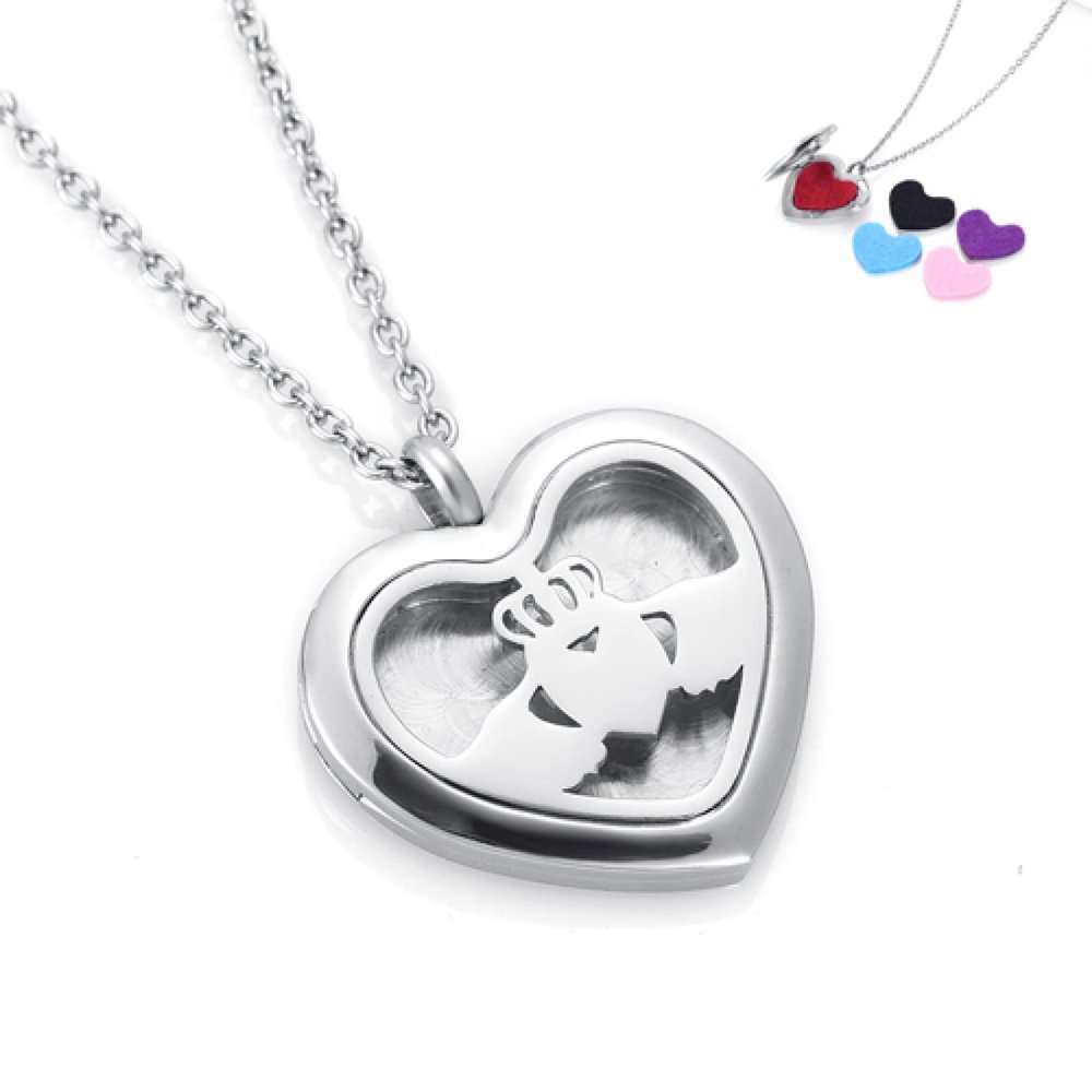 SHEIL Gift Aromatherapy Jewelry Multi-Design Allergy Free Essential Oil Diffuser Heart Locket Necklace 5 Free Pads