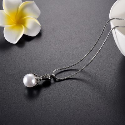 SHEIL Gem Necklace Pearls 316L Stainless Steel Ash Keepsake Pendant Necklace Urns - Cremation Jewellery Urn Pendant
