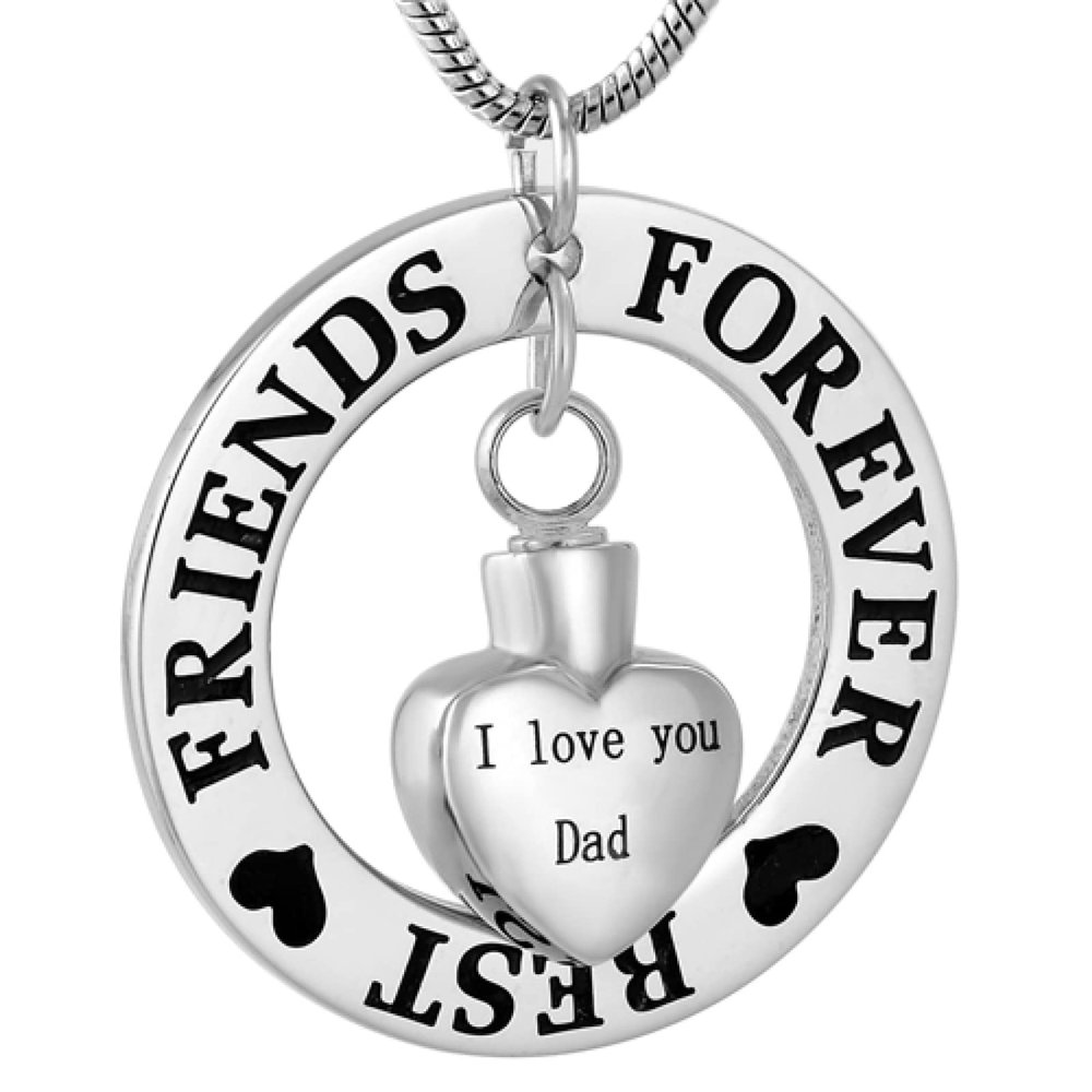 SHEIL Best Friends Stainless Steel Memorial Necklace for Ashes Keepsake Cremation Jewelry - Memorial Ash Keepsake