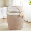 105L Extra Large Laundry Hamper Basket by Fiona's magic, Woven Tall Clothes Hamper for Storage Blanket, Toys and Dirty Cothes in Bedroom and Living Room Organizer, Brown & White view 1