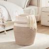 105L Extra Large Laundry Hamper Basket by Fiona's magic, Woven Tall Clothes Hamper for Storage Blanket, Toys and Dirty Cothes in Bedroom and Living Room Organizer, Brown & White view 2