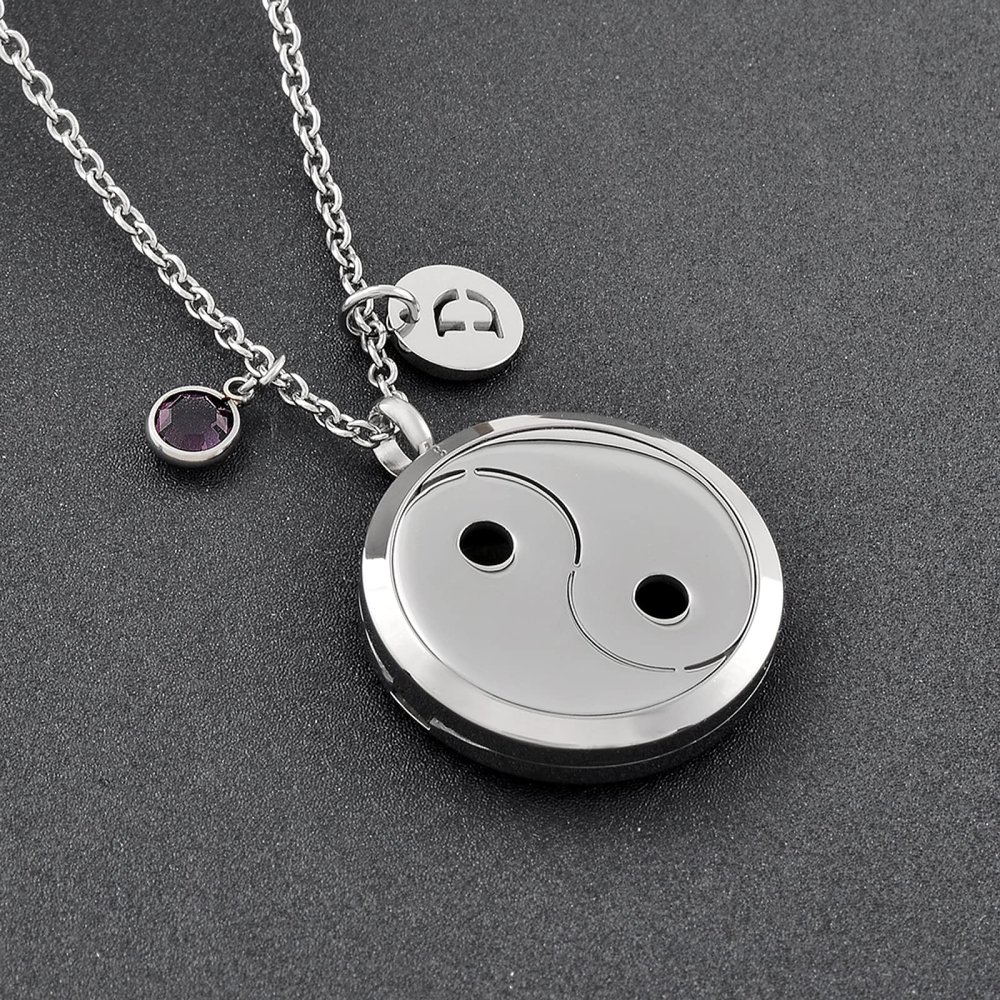 SHEIL Free 12Pads Essential Oil Locket Aromatherapy Diffuser Necklace with DIY Alphabet and Birthstone Perfume Locket