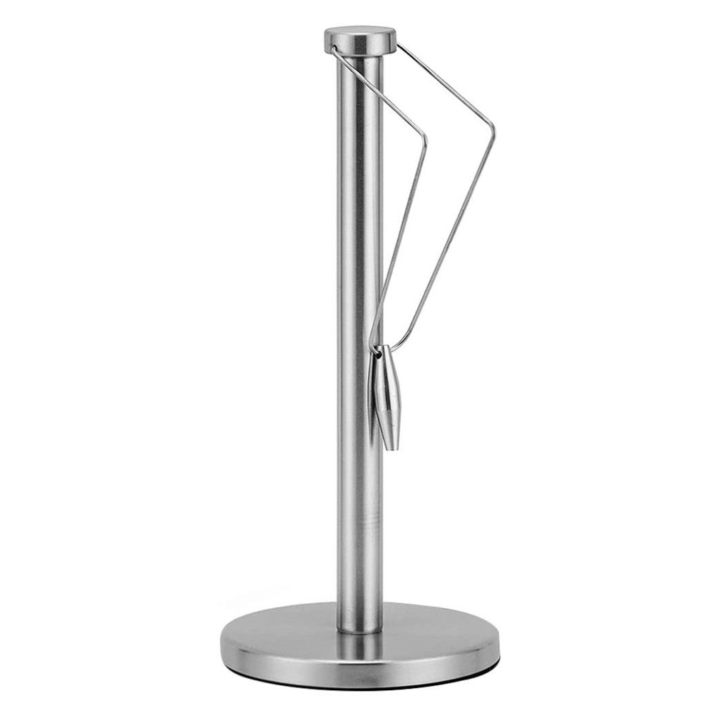 Stainless Steel Paper Towel Holder Toilet Paper Holder Stand Stainless Steel Standing Paper Toilet Holder Towel Preservative Film Stand with Base Living Bedroom Tissue Roll Rack, Silver