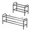 Gonfoam 2-Tier Expandable Shoe Rack,Adjustable Shoe Shelf Storage Organizer Heavy Duty Metal Free Standing Shoe Rack for Entryway Closet Doorway (Black) view 1