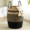 105L Extra Large Laundry Hamper Basket by Fiona's magic, Woven Tall Clothes Hamper for Storage Blanket, Toys and Dirty Cothes in Bedroom and Living Room Organizer, Brown & Black view 1