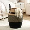 105L Extra Large Laundry Hamper Basket by Fiona's magic, Woven Tall Clothes Hamper for Storage Blanket, Toys and Dirty Cothes in Bedroom and Living Room Organizer, Brown & Black view 2