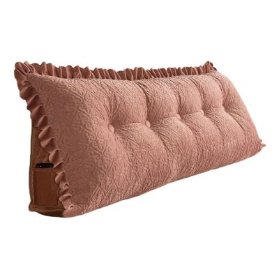 Reading Pillows for Sitting in Bed for Adult and Kids Extra Large Wedge Body Positioners Pillow with Wavy Hemming Long Headboard Back Support Lumbar Cushion ( Color : Brown , Size : 59 x 8 x 19 inch )