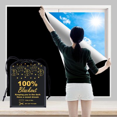 100% Blackout Blind Curtains Window Cover [XXL Size 118"x 59" ] [DIY Cut to Any Size or Shape] [Hook&Loop Tabs][Portable Bags for Travel ] [Light & UV Blocking ] for House,Baby Nursery,Apartment