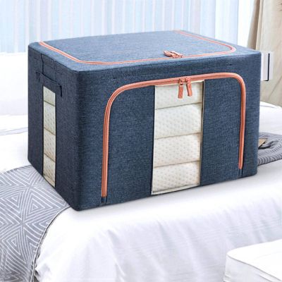 2 Pieces 100L Stackable Storage Box, Oxford Cloth Steel Frame Storage Box, Thickened Foldable Dustproof Transparent Steel Frame Storage And Finishing, Suitable For Quilts, Clothes, Sweater Storage Bag