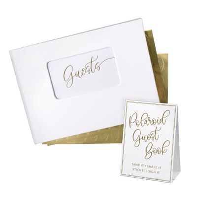 Lillian Rose Polaroid Guest Book for Wedding, Baby Shower, Graduation, Birthday, One Size, White Grey