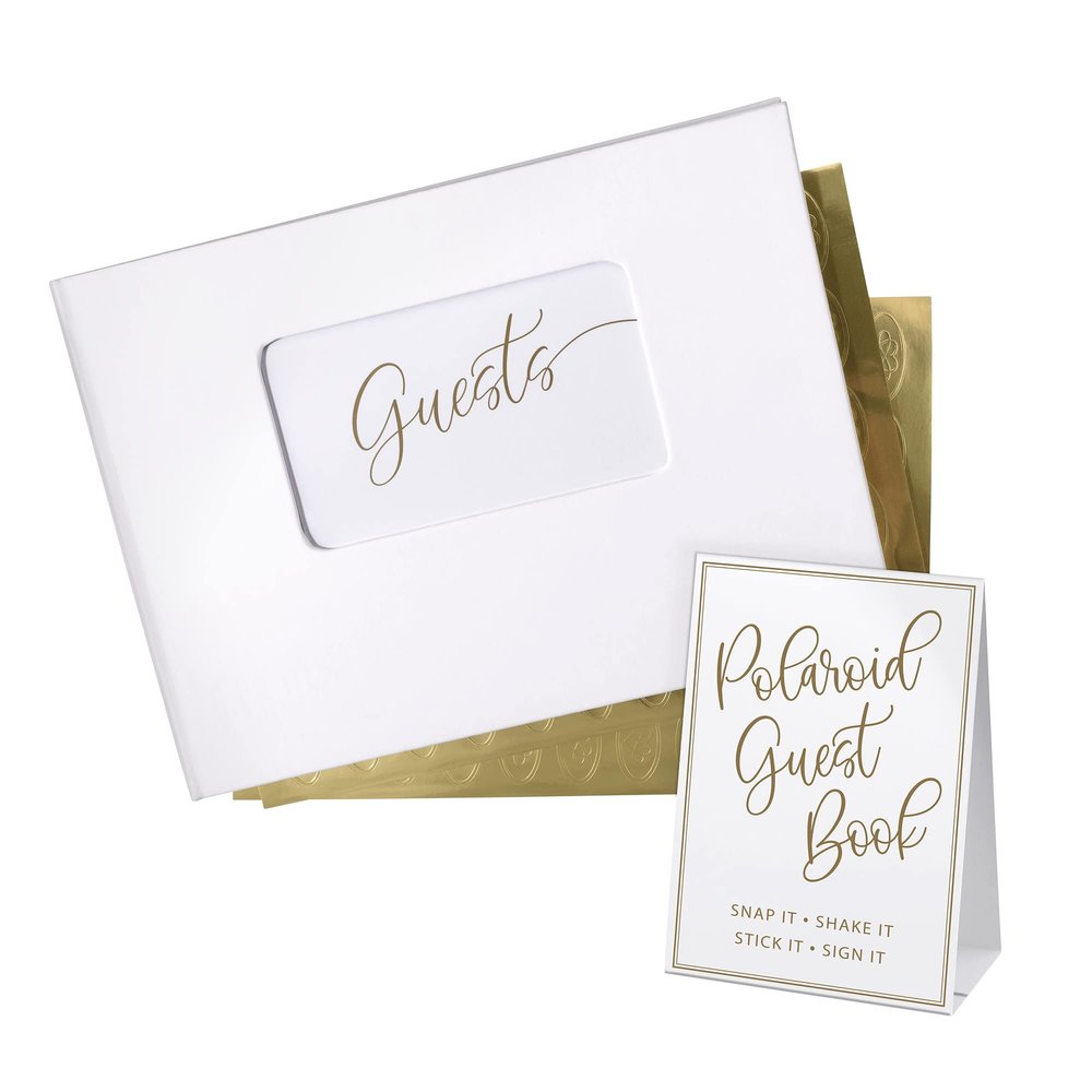 Lillian Rose Polaroid Guest Book for Wedding, Baby Shower, Graduation, Birthday, One Size, White Grey