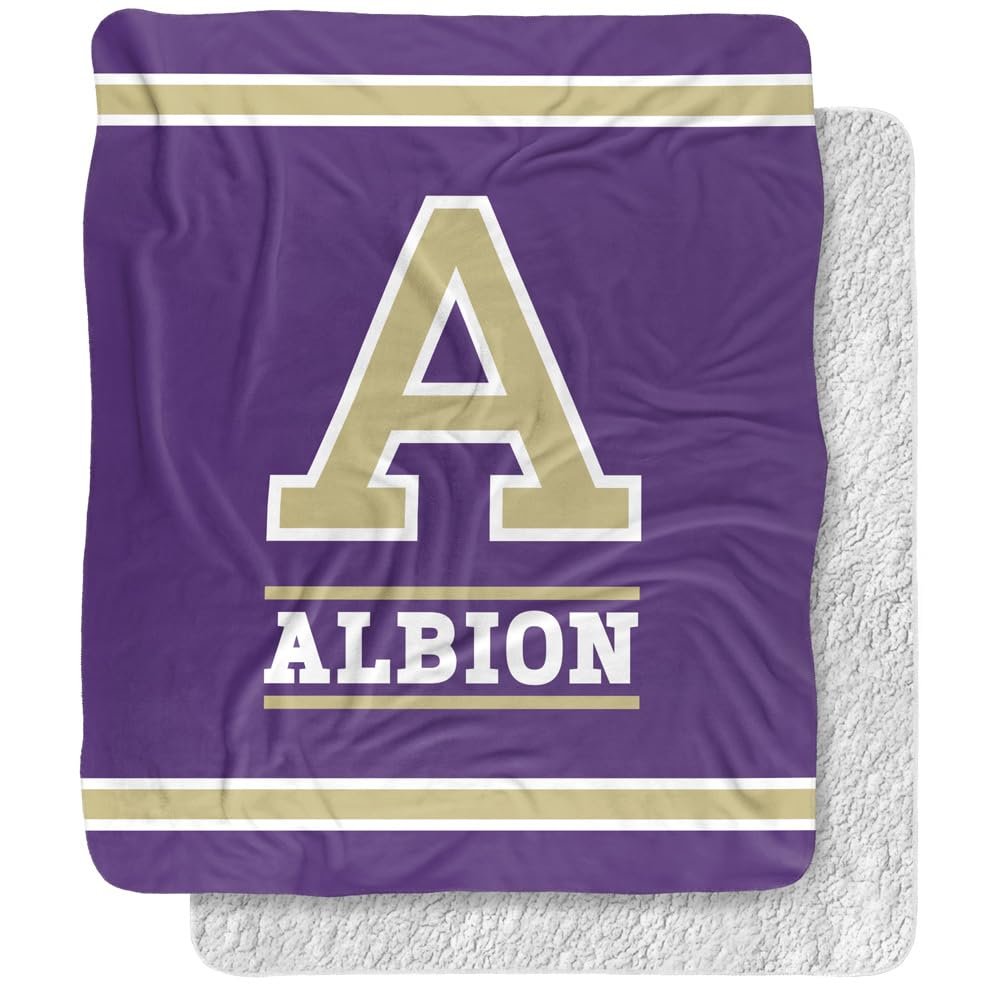 Albion College Blanket, 50"x60" Primary Logo, Silky Touch Sherpa Back Super Soft Throw Blanket
