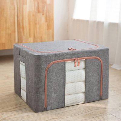 2 Pieces 100L Stackable Storage Box, Oxford Cloth Steel Frame Storage Box, Thickened Foldable Dustproof Transparent Steel Frame Storage And Finishing, Suitable For Quilts, Clothes, Sweater Storage Bag