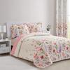 All American Collection 3 PC Floral Printed Coral and Beige Reversible Bedspread Quilt Set Coverlet and Pillow Sham Set King / California King Size, Coral & Beige, King / Cal King Size view 1