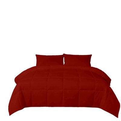 Burgundy Duvet Insert Olympic Queen (98'' x 98'') Quilted Comforter 5 Piece Box Stitched Down Alternative Olympic Queen Comforter Set 100% Egyptian Cotton