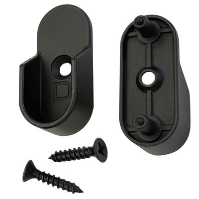 Oval Closet Rod End Supports w/Rear Facing 5mm Pins | 15mm x 30mm | 2 Pair | Matte Black