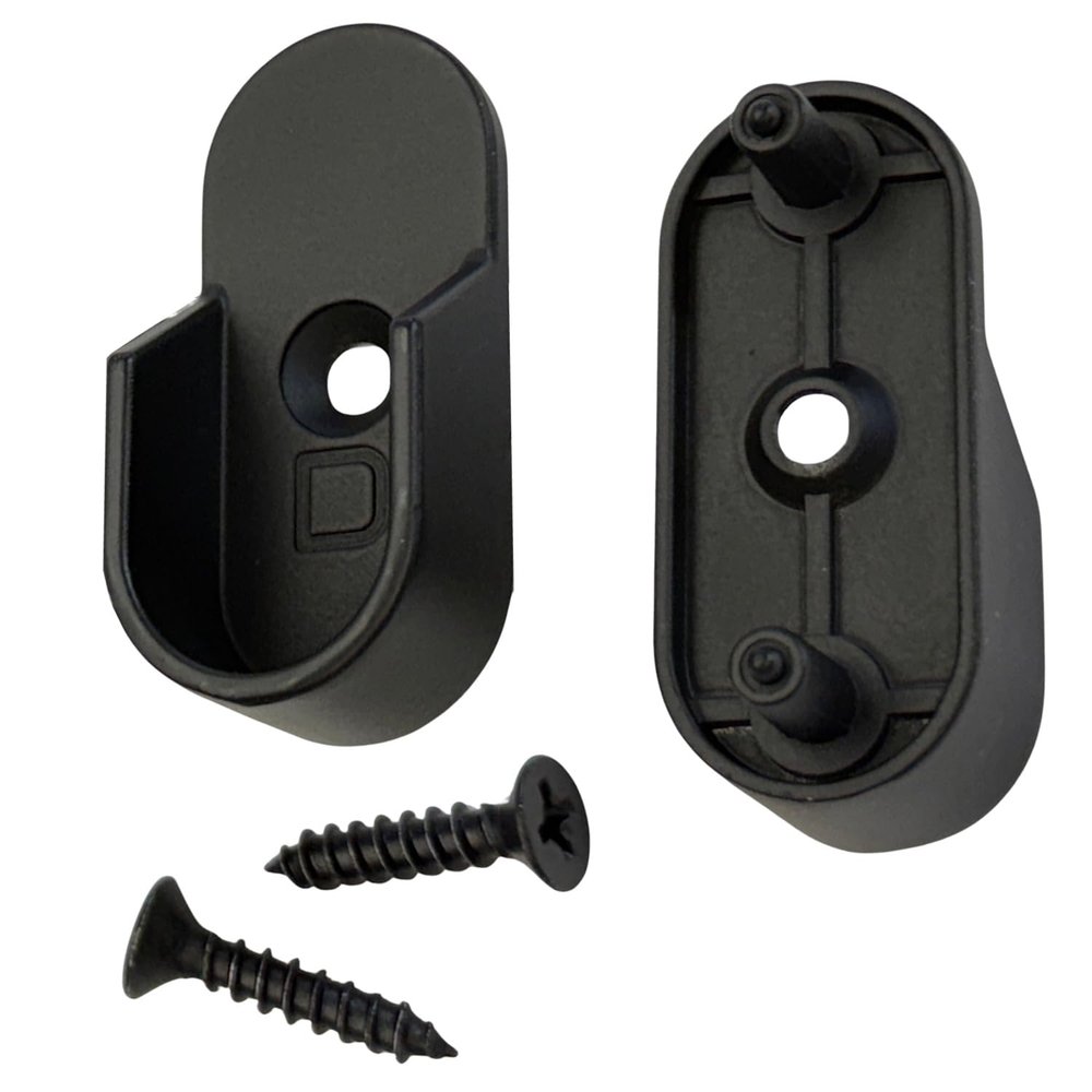 Oval Closet Rod End Supports w/Rear Facing 5mm Pins | 15mm x 30mm | 2 Pair | Matte Black