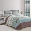 All American Collection 3 PC Floral Printed Brown and Turquoise Reversible Bedspread Quilt Set Coverlet and Pillow Sham Set ( Brown & Turquoise, King / California King Size) view 1