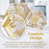 Silver Spoons Hexagon Disposable Dinner Plates (18 Pc) Metallic Sketchy Print Paper Plates, Heavy Duty Paper Plates 10 inch, Gold Party Supplies for Weddings, Great for Birthdays, Baby Showers & Events - Arctic view 3
