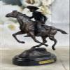 EUROPEAN BRONZE Rush Remington Cowboy On Horse Bronze Sculpture Art Deco Hot Cast Figure Hotcast Artwork Gift Art view 1