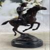 EUROPEAN BRONZE Rush Remington Cowboy On Horse Bronze Sculpture Art Deco Hot Cast Figure Hotcast Artwork Gift Art view 2
