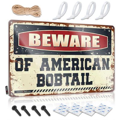 Decor for Man Cave Beware of American Bobtail Metal Sign Gun Accessories for Men Funny Office Decor ( Size : 20X30CM )