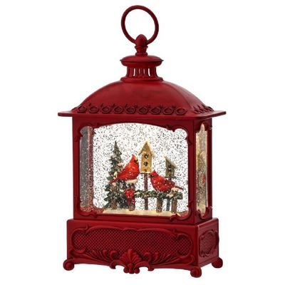 Regency International LED Timer Christmas Cardinal Lantern Water Globe, 11 Inch Height, Multicolor