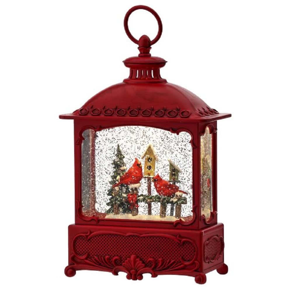Regency International LED Timer Christmas Cardinal Lantern Water Globe, 11 Inch Height, Multicolor