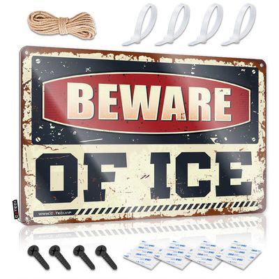 Funny Sarcastic Signs Beware of Ice Metal Sign Veteran Gifts Gun Accessories for Men ( Size : 30X40CM )