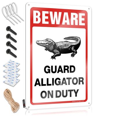 Funny Sarcastic Signs Beware! Guard Alligator On Duty Metal Sign Veteran Gifts Gun Accessories for Men ( Size : 20X30CM )