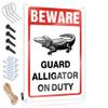 Funny Sarcastic Signs Beware! Guard Alligator On Duty Metal Sign Veteran Gifts Gun Accessories for Men ( Size : 20X30CM ) view 1