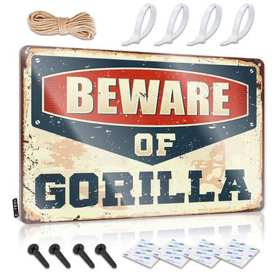 Men Home Decor Beware of Gorilla Metal Sign Tin Signs Funny Little Man Vsve ( Size : 20X30CM )