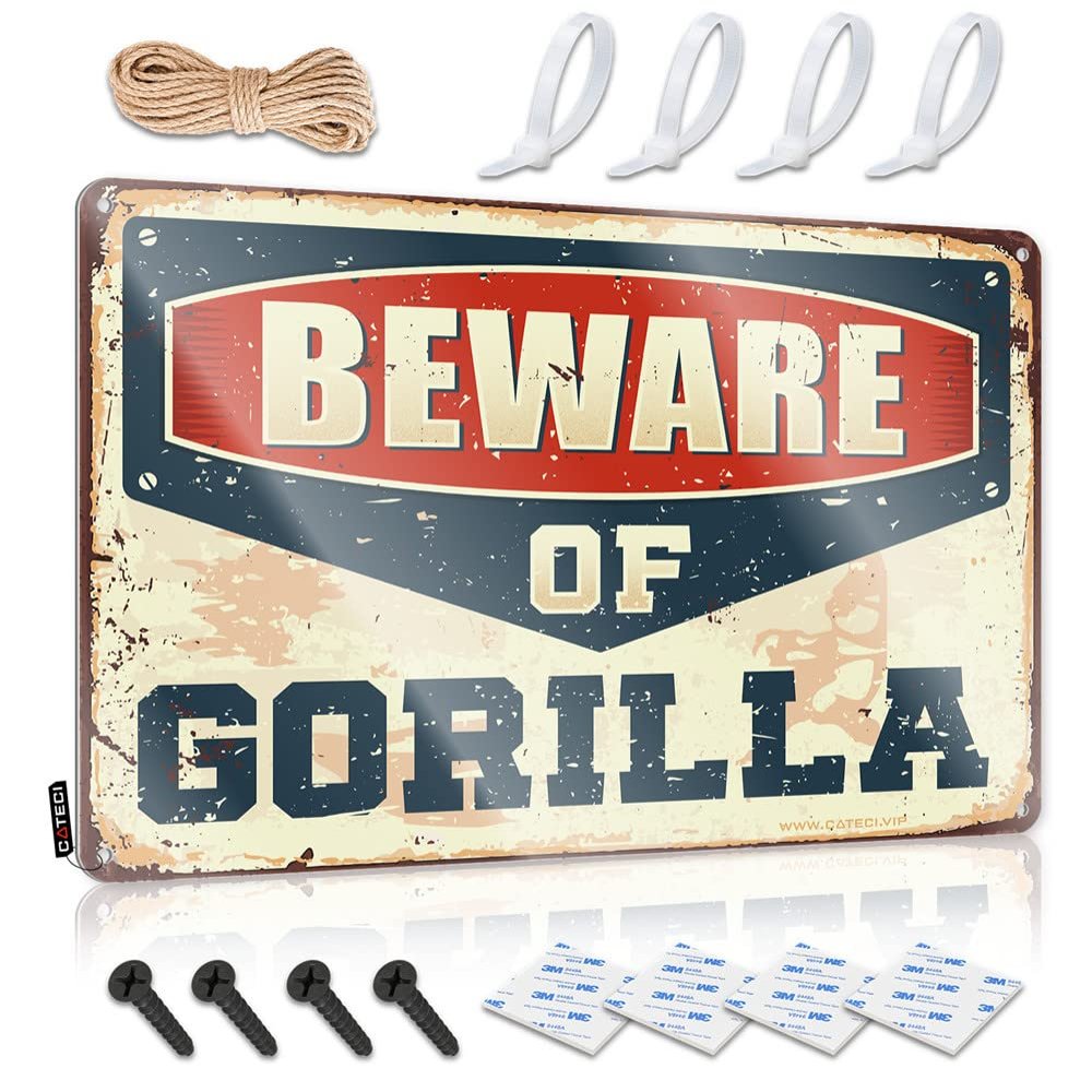 Men Home Decor Beware of Gorilla Metal Sign Tin Signs Funny Little Man Vsve ( Size : 20X30CM )