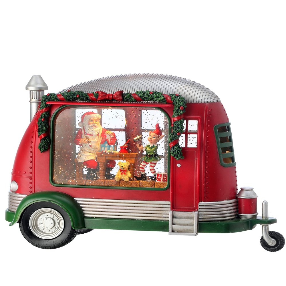 Regency International LED Timer Santa Toy Trailer Water Globe, 11 Inch, Multicolor