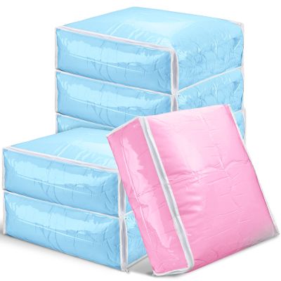 6 Packs Clear Zippered Storage Bags Sweater Moth Bags Plastic Storage for Blankets Clothes Bed Sheet Organizer with Zipper for Closet Linen Sweater Bed Sheet Clothes Pillow(24 x 20 x 10 Inch)