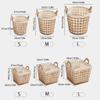 TIANYIA Durable Rattan Laundry Basket, Lined Laundry Organizer Containers Basket with Handles, Durable Laundry Hamper for Kitchen Bedroom Storage Basket view 2
