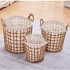 TIANYIA Durable Rattan Laundry Basket, Lined Laundry Organizer Containers Basket with Handles, Durable Laundry Hamper for Kitchen Bedroom Storage Basket view 3