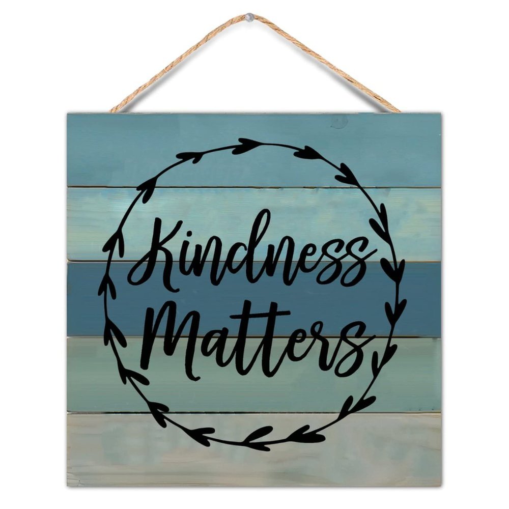 Alioyoit Country Rustic Style 16x16in Wood Sign Motivational Quote Kindness Matters Wooden Plaque for Farmhouse Porch Living Room Garden Yard Kitchen Coffee Bar Office Decor