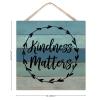 Alioyoit Country Rustic Style 16x16in Wood Sign Motivational Quote Kindness Matters Wooden Plaque for Farmhouse Porch Living Room Garden Yard Kitchen Coffee Bar Office Decor view 2