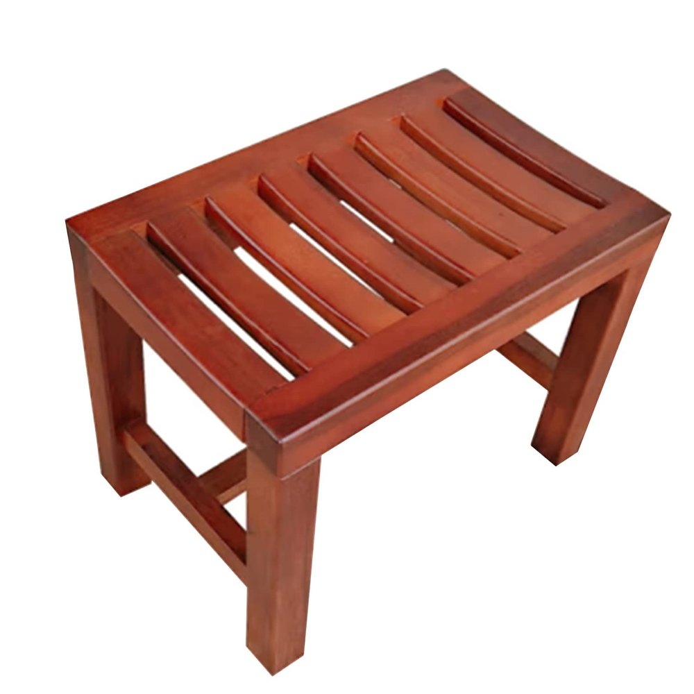 Spa Bench Wood Seat Stool Foot Rest Storage Shelf Step Stool Bamboo Bathroom Spa Shower Bench Foot Stool Bathing Seat with Storage Shelf, Strong Bearing Capacity Small Seat ( Size : 42x28x43cm )