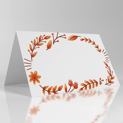 Shupai 25 Thanksgiving Tent Cards, 3.5 x 2 in, Fall Leaves Table Name Cards for Thanksgiving Party, Food Labels, Dinner Parties, Banquets, Baby Shower