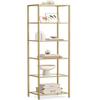 VASAGLE Bookcase, 6-Tier Bookshelf, Slim Shelving Unit for Bedroom, Bathroom, Home Office, Tempered Glass, Steel Frame, Metallic Gold ULGT500A01 view 1