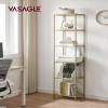 VASAGLE Bookcase, 6-Tier Bookshelf, Slim Shelving Unit for Bedroom, Bathroom, Home Office, Tempered Glass, Steel Frame, Metallic Gold ULGT500A01 view 2