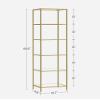 VASAGLE Bookcase, 6-Tier Bookshelf, Slim Shelving Unit for Bedroom, Bathroom, Home Office, Tempered Glass, Steel Frame, Metallic Gold ULGT500A01 view 3