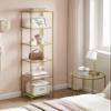 VASAGLE Bookcase, 6-Tier Bookshelf, Slim Shelving Unit for Bedroom, Bathroom, Home Office, Tempered Glass, Steel Frame, Metallic Gold ULGT500A01 view 4